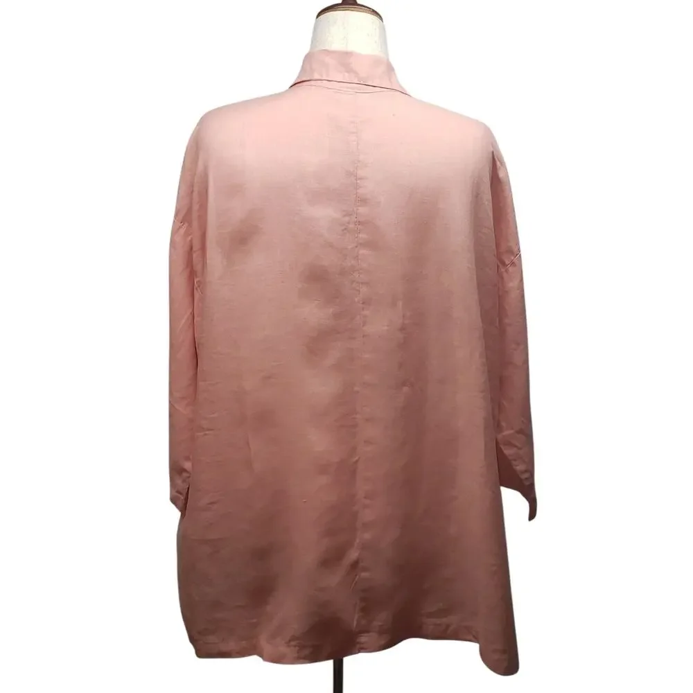 La Fixsun Peach Linen Oversized Tunic M Lagenlook Coastal Grandma Cottagecore